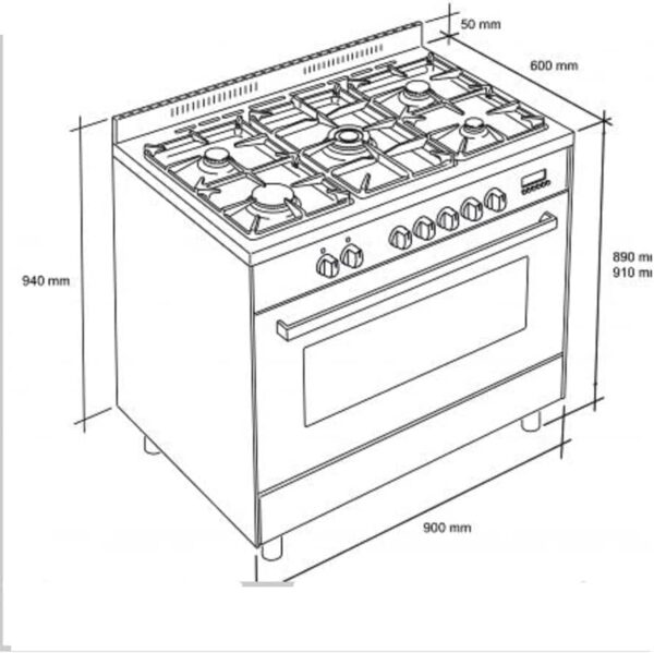 GURARI Centro di cottura a gas 911 Inox, centro di cottura elettrico a gas 90 cm... - immagine 5