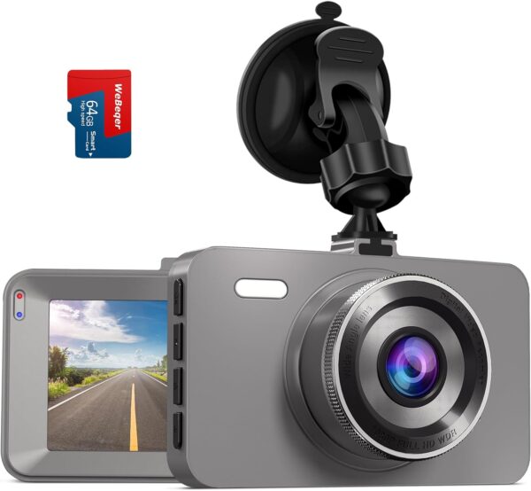 WeBeqer Dash Cam per Auto con Scheda SD 64G,Telecamera per Auto 1080P Full HD,Da... - immagine 2